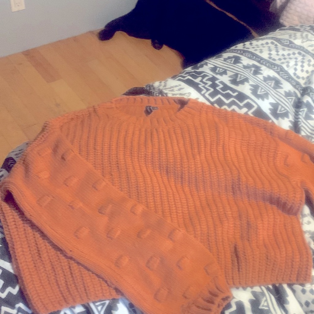 rust orange sweater small cozy